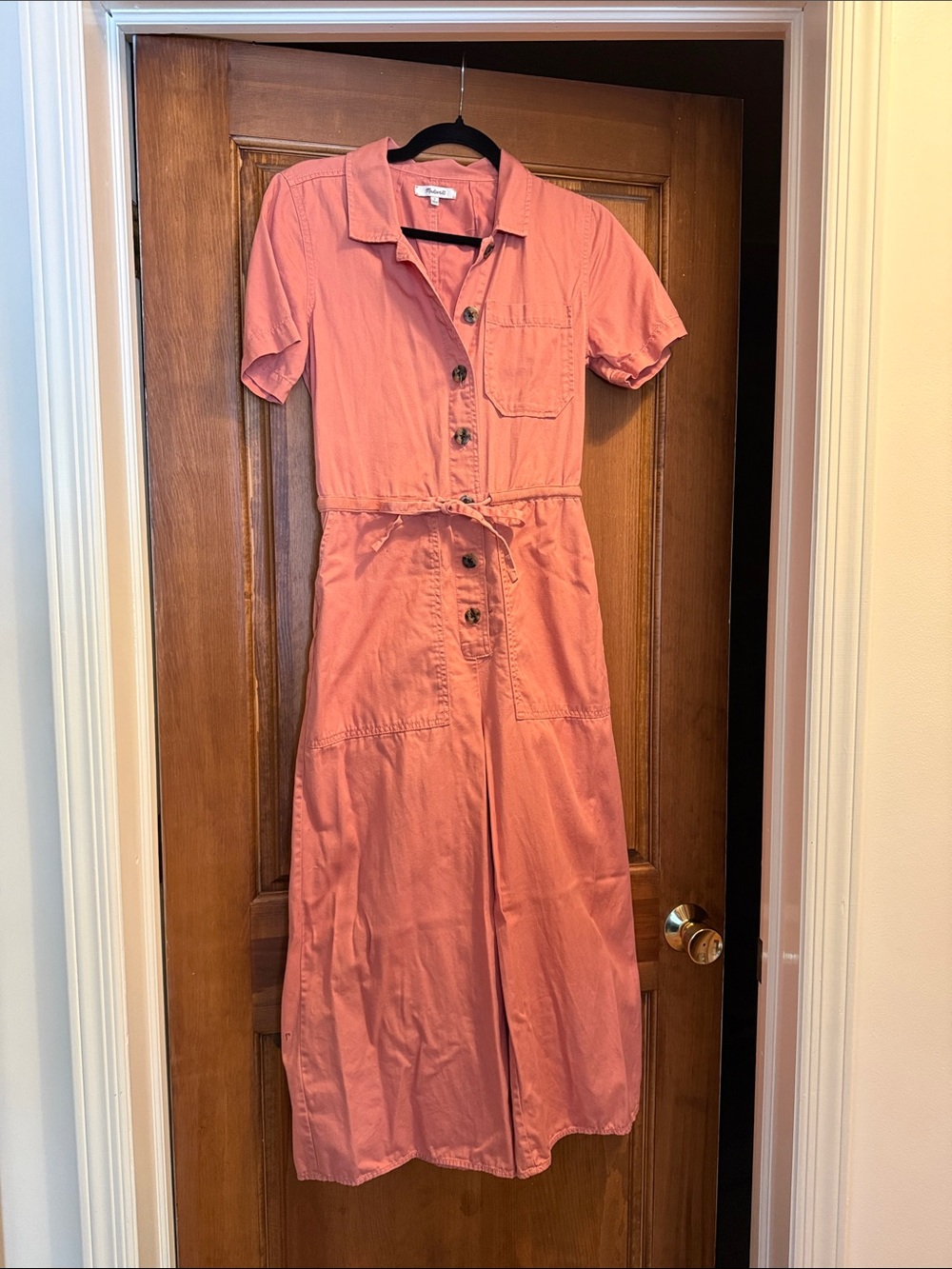 Madewell Coral Button-Front Jumpsuit